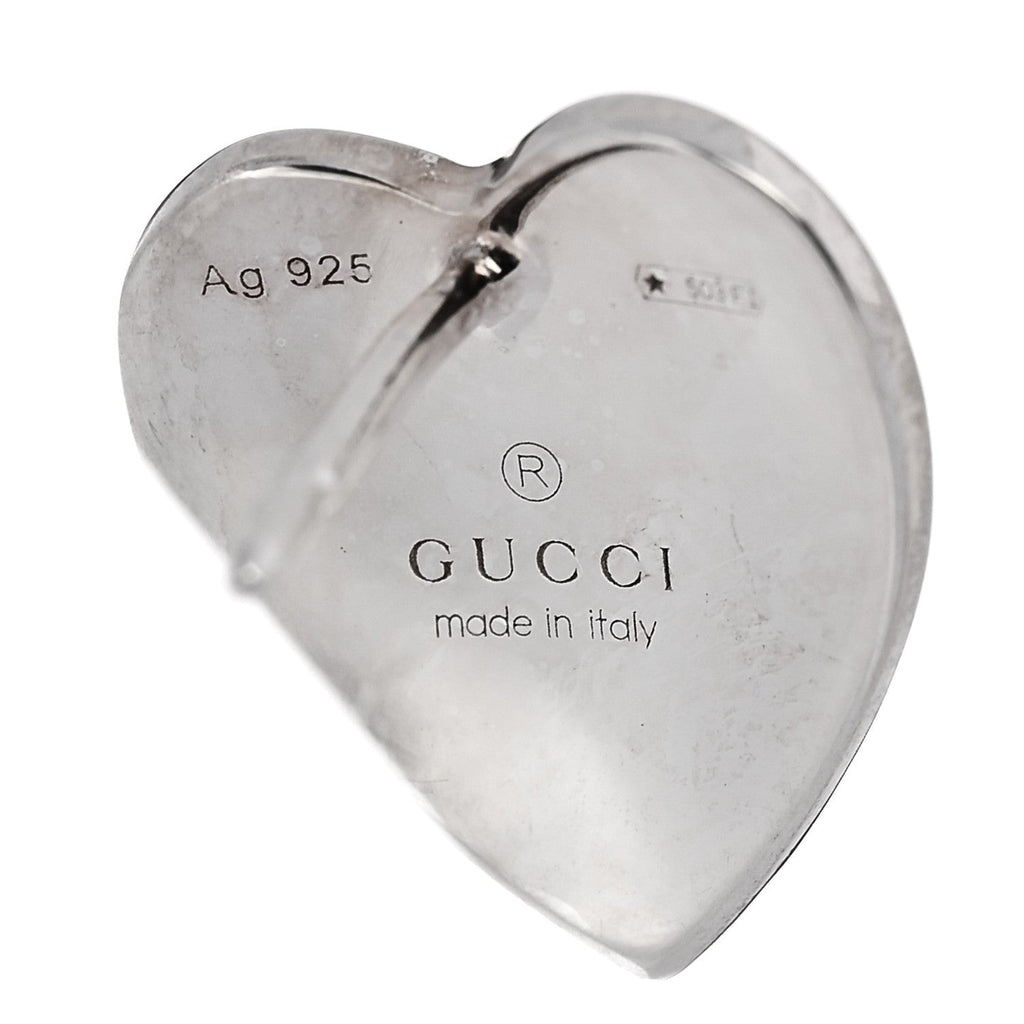 GUCCI シルバー エナメル インターロッキングG ハート スタッドピアス ブルー(代金引換)