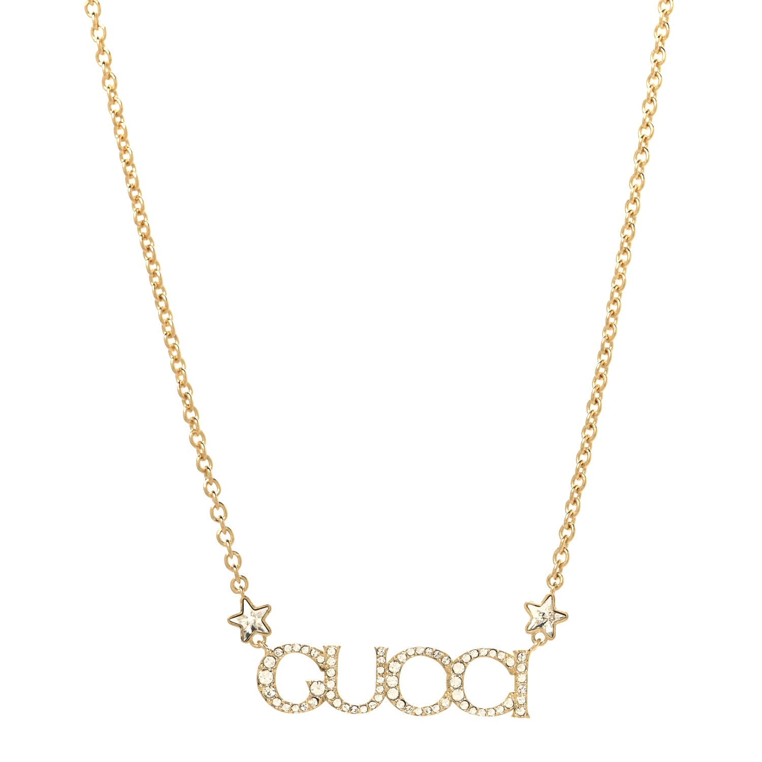GUCCI クリスタル スクリプトネックレス ゴールド(代金引換)