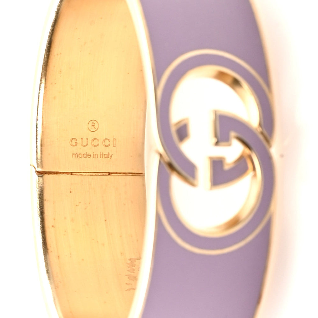 GUCCI シルバー エナメル インターロッキングG カフブレスレット ライラック(代金引換)