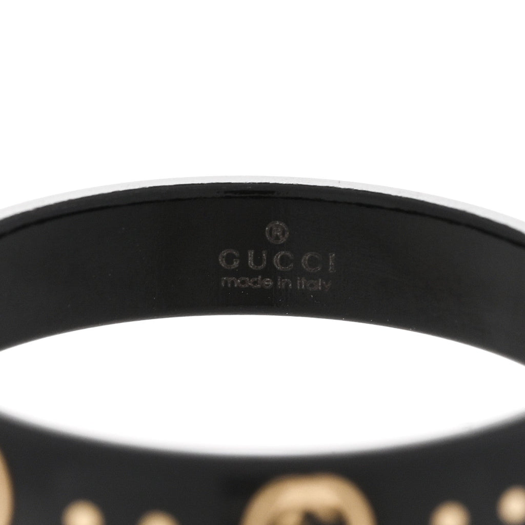 GUCCI 18Kイエローゴールド 合成コランダム アイコンリング 59 8.75 ブラック(代金引換)