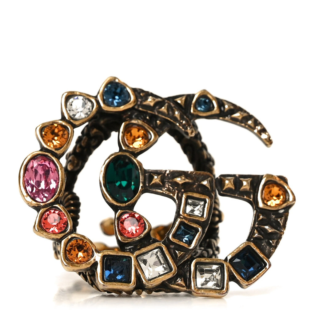 GUCCI クリスタル ダブルG リング S マルチカラー(代金引換)