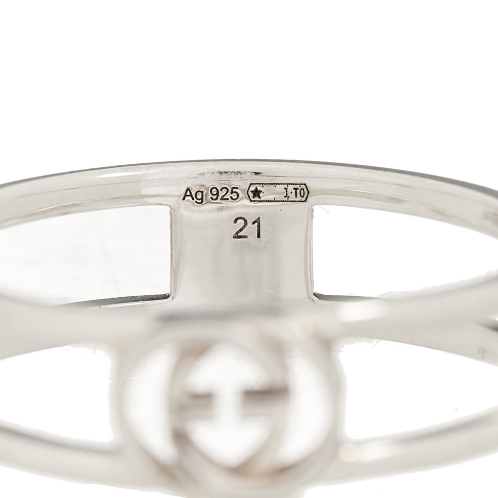 GUCCI スターリングシルバー 6mm インターロッキングG オープンバンドリング 60 9.25(代金引換)