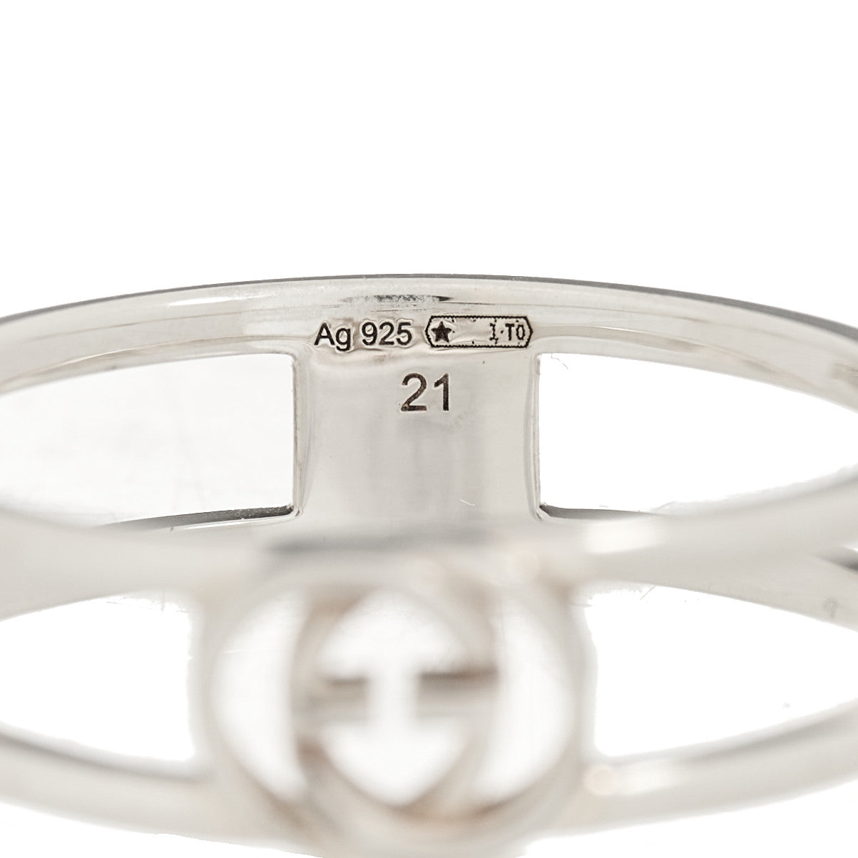 GUCCI スターリングシルバー 6mm インターロッキングG オープンバンドリング 60 9.25(代金引換)
