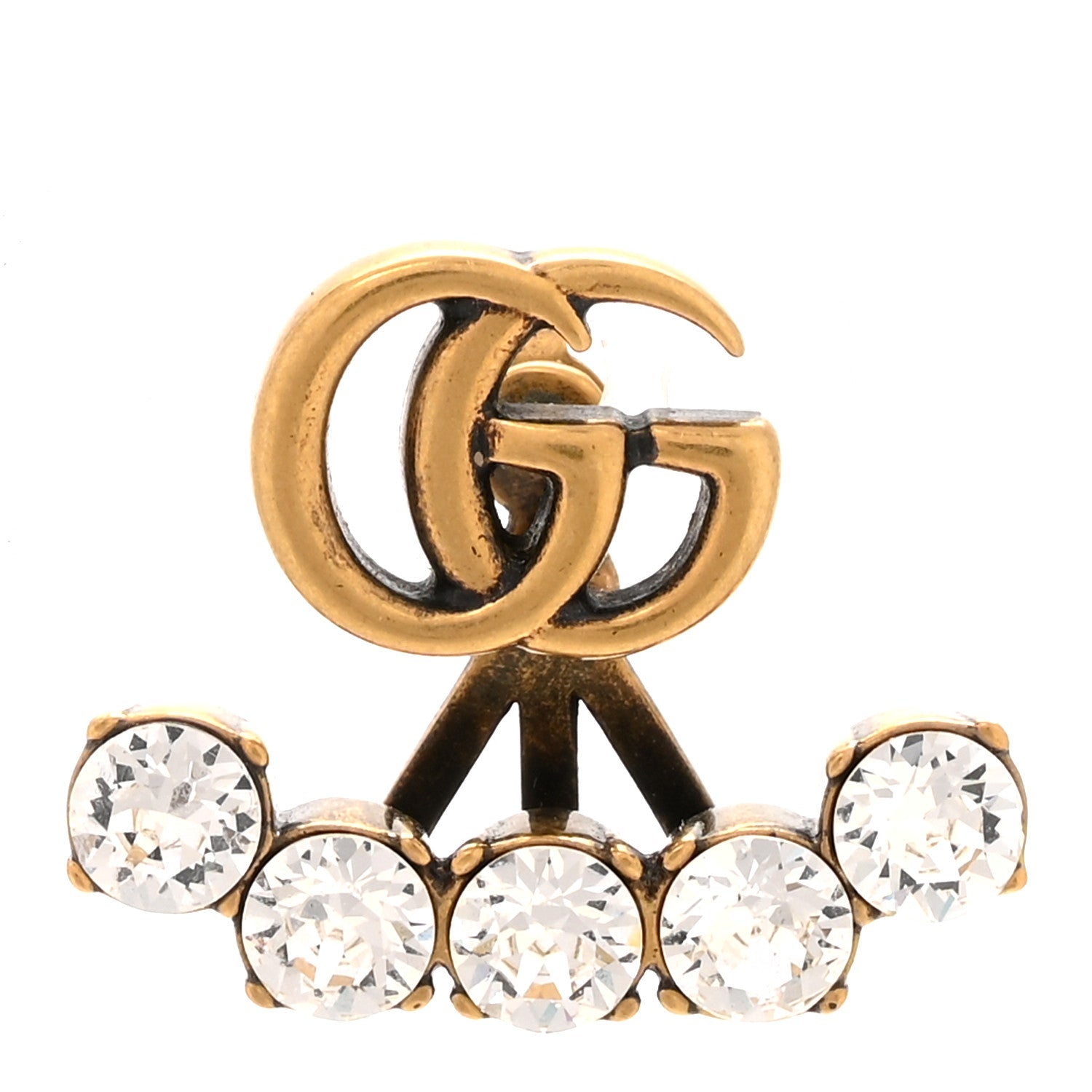 GUCCI クリスタル シングル GG ピアス ゴールド(代金引換)
