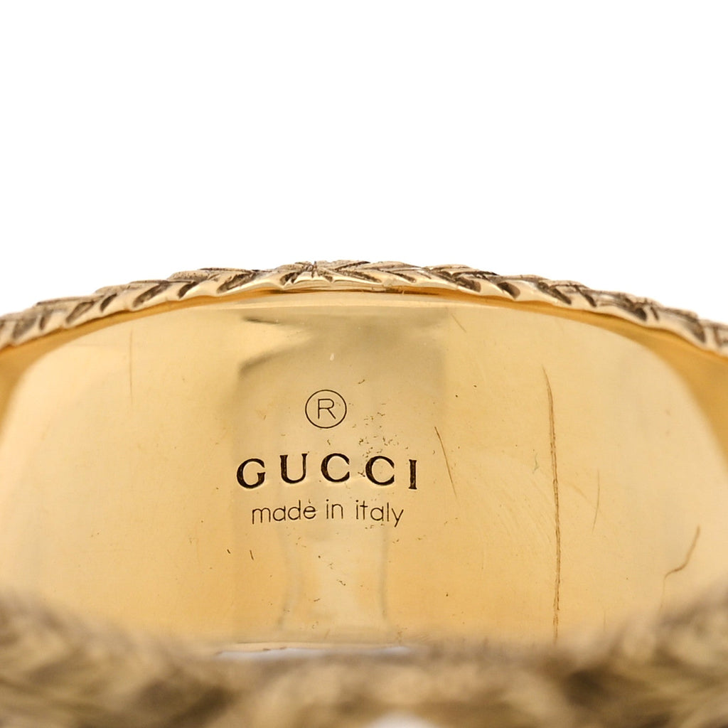 GUCCI 18Kイエローゴールド インターロッキングG アラベスクリング 55 7.25(代金引換)