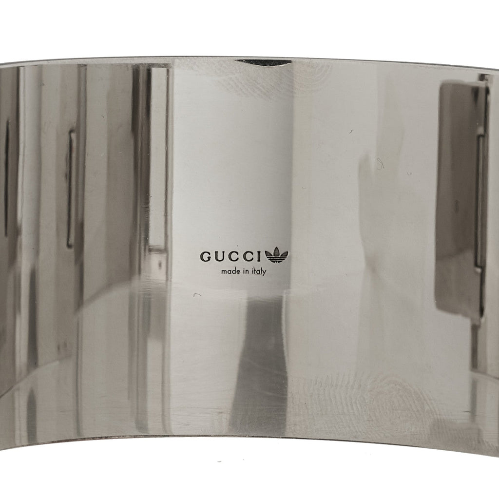 GUCCI X ADIDAS メタル エナメル カフ ブレスレット S シルバーグリーン(代金引換)