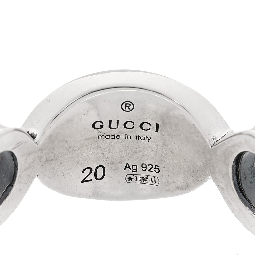GUCCI スターリングシルバー エナメル インターロッキングGロゴリング 60 9 ブルー(代金引換)
