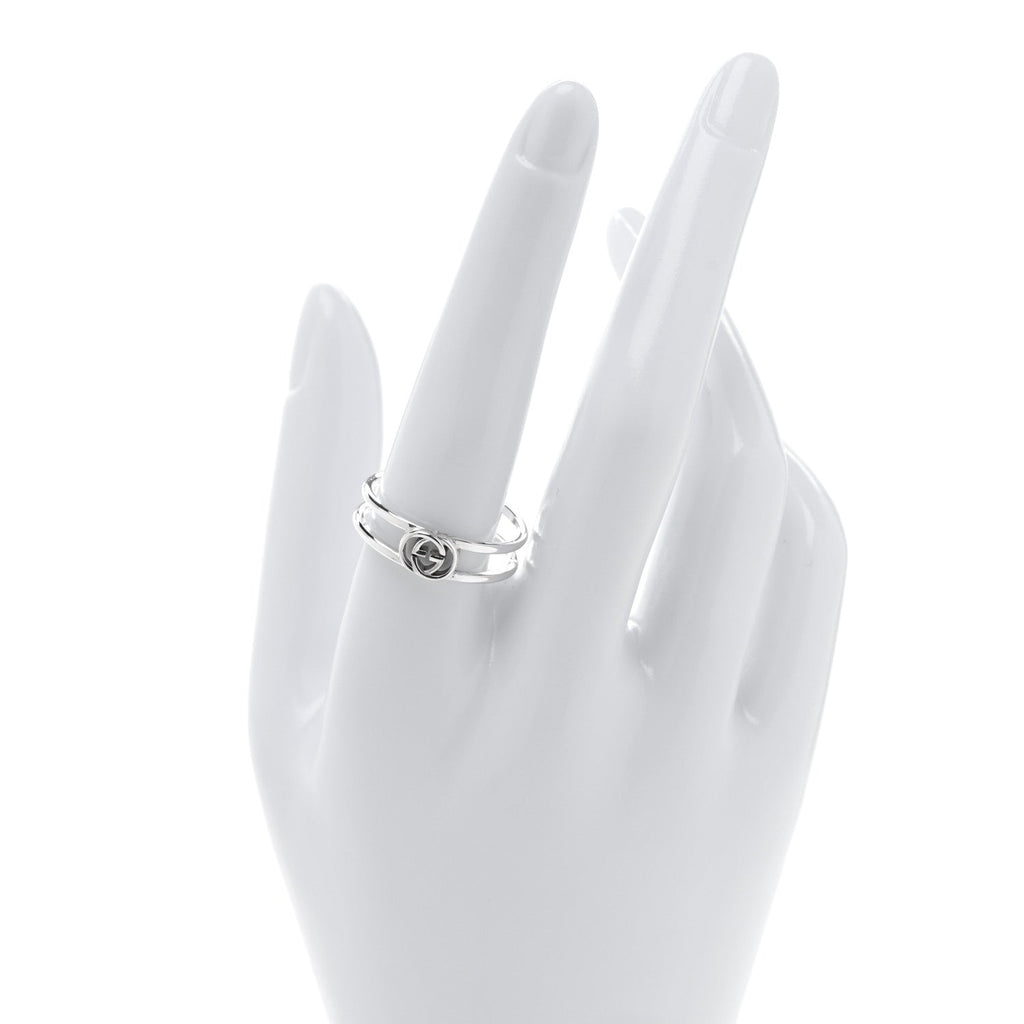 GUCCI スターリングシルバー 6mm インターロッキングG オープンバンドリング 61 9.5(代金引換)