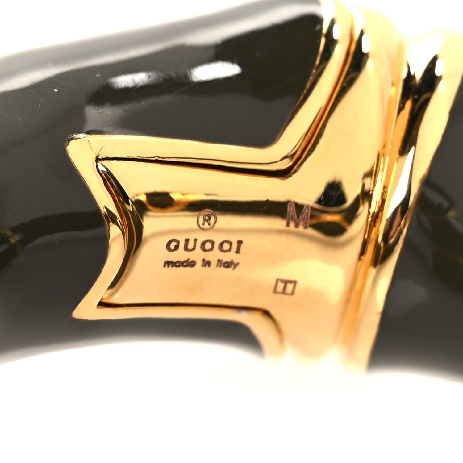 GUCCI ブラス エナメル バンブーカフブレスレット ゴールドグレー(代金引換)