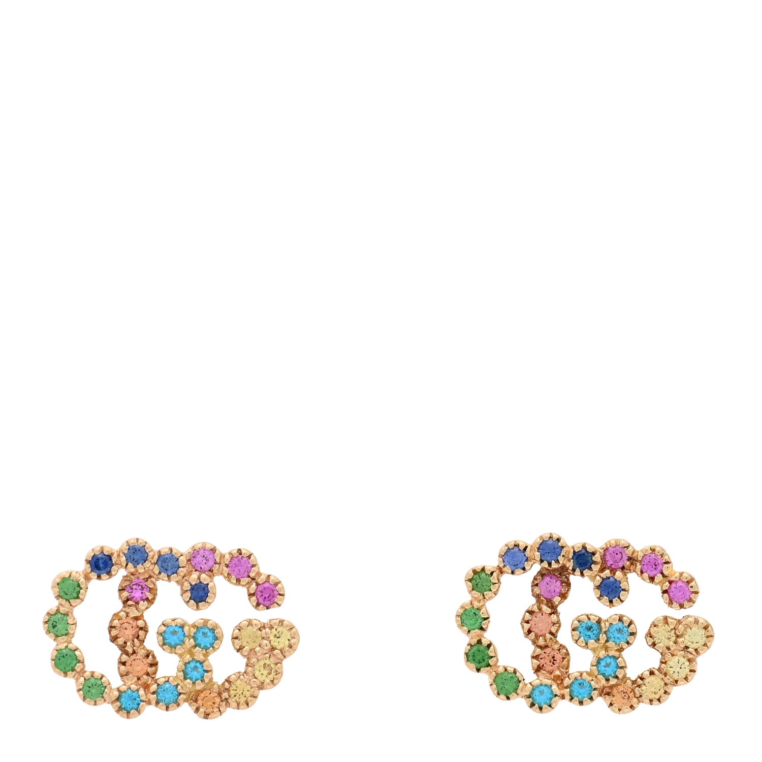 GUCCI 18Kイエローゴールド サファイア トパーズ ツァボライト シトリン ランニングG スタッドピアス(代金引換)