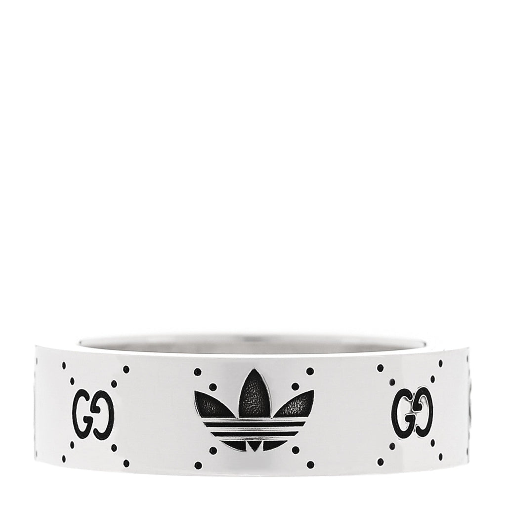 X ADIDAS スターリングシルバー トレフォイル GGモノグラムバンドリング 55 7.25(代金引換)