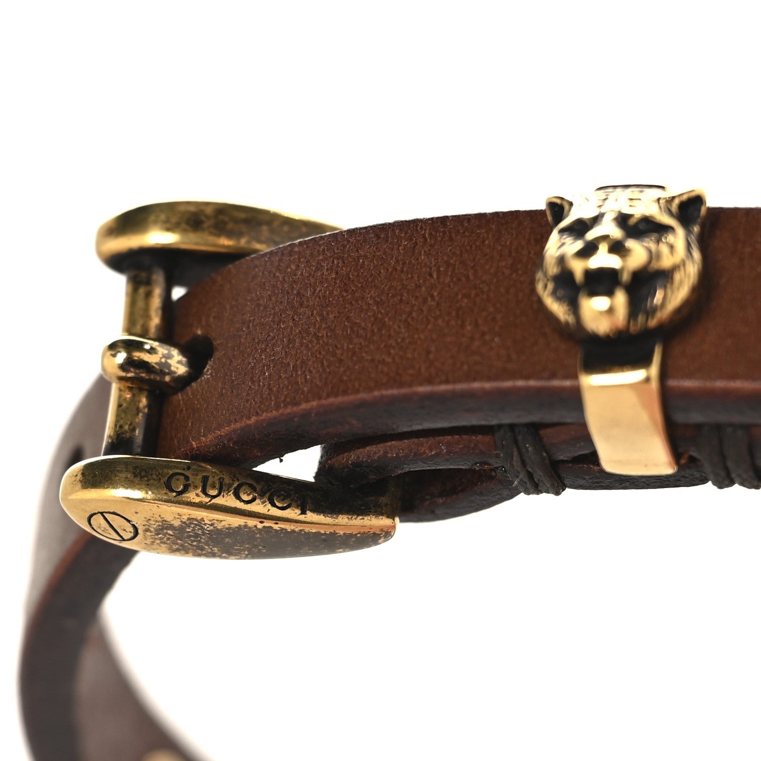 GUCCI カーフスキン フェリーネヘッド スパイク ブレスレット クオイオ(代金引換)